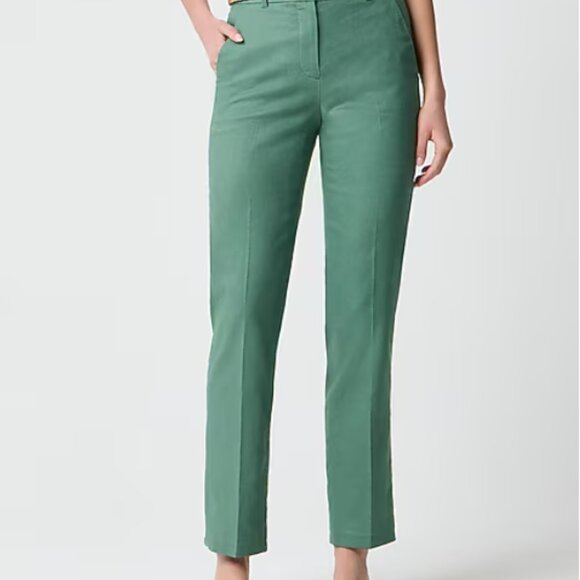 J.Crew Kallie Straight-Leg Stretch Linen Pants – Green - **Brand New** - Picture 1 of 3